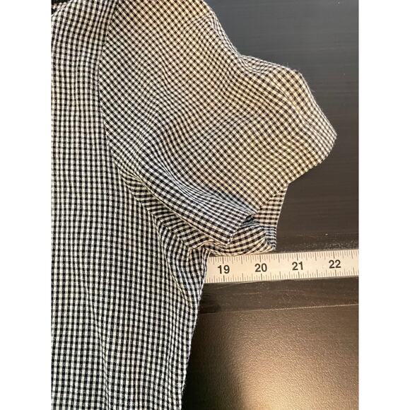 Vintage Womens Midi Dress Size 8 Black Gingham Prairie Cottagecore Academia FLAW - Picture 6 of 9